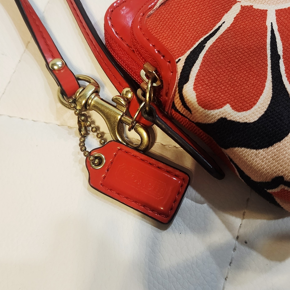 COACH POPPY FLORAL SCARF PRINT DOUBLE ZIP WALLET (49617) - Picture 3 of 11